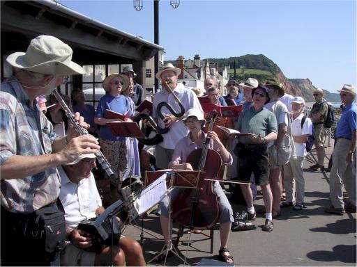Performing at the sea-front shelter